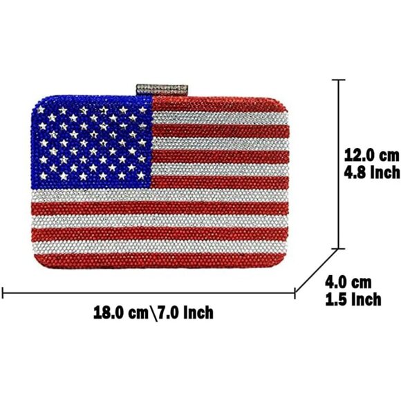 Dazzling American Flag Rhinestone Clutch Purse - Perfect for Parties & Events - Picture 2 of 9